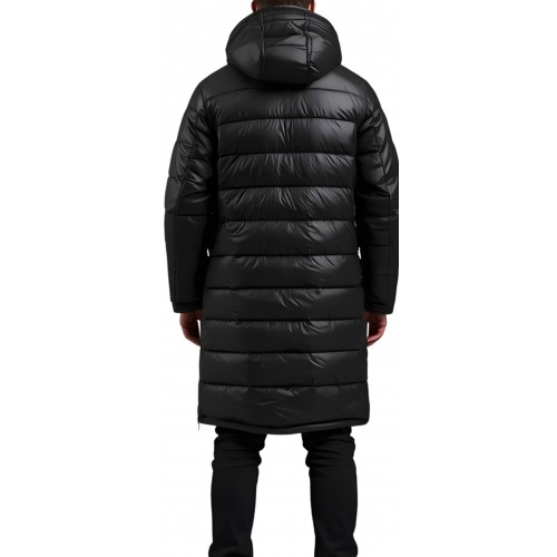 Doudoune longue en cuir d'agneau noir modèle Pixelia