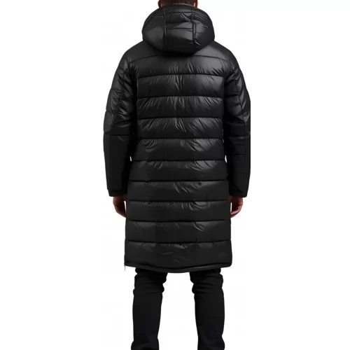 Doudoune longue en cuir d'agneau noir modèle Pixelia