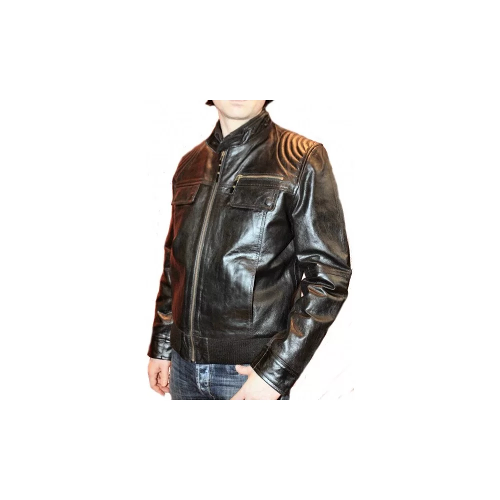 Blouson modèle Hans en vachette vintage noire