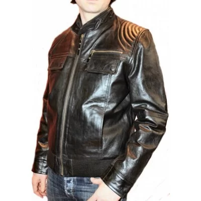 Blouson modèle Hans en vachette vintage noire
