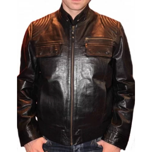 Blouson modèle Hans en vachette vintage noire