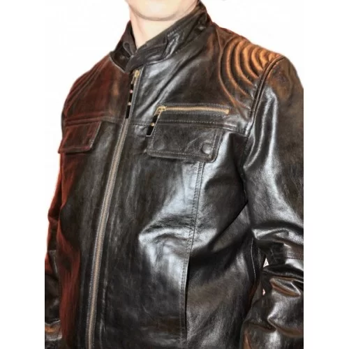 Blouson modèle Hans en vachette vintage noire