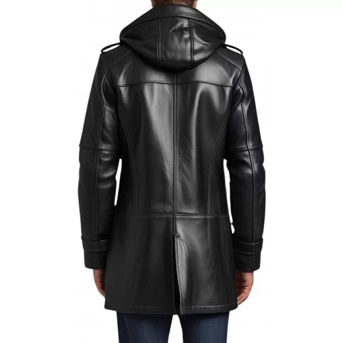 Trois quart cuir homme veste de combat en agneau noir avec capuche modèle Giro