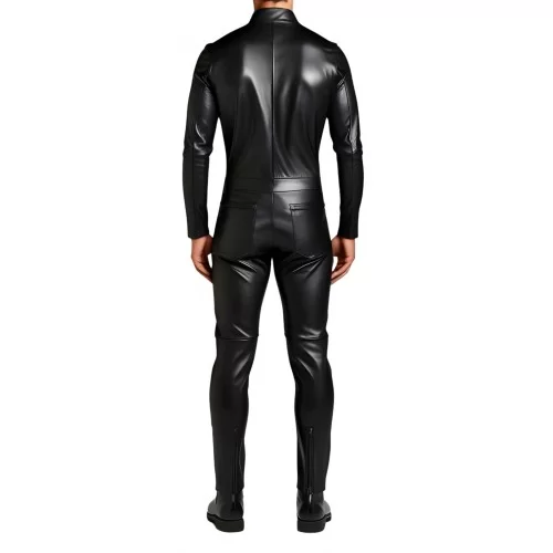 COMBINAISON HOMME EN CUIR D'AGNEAU STRETCH NOIR MODELE BRIZA