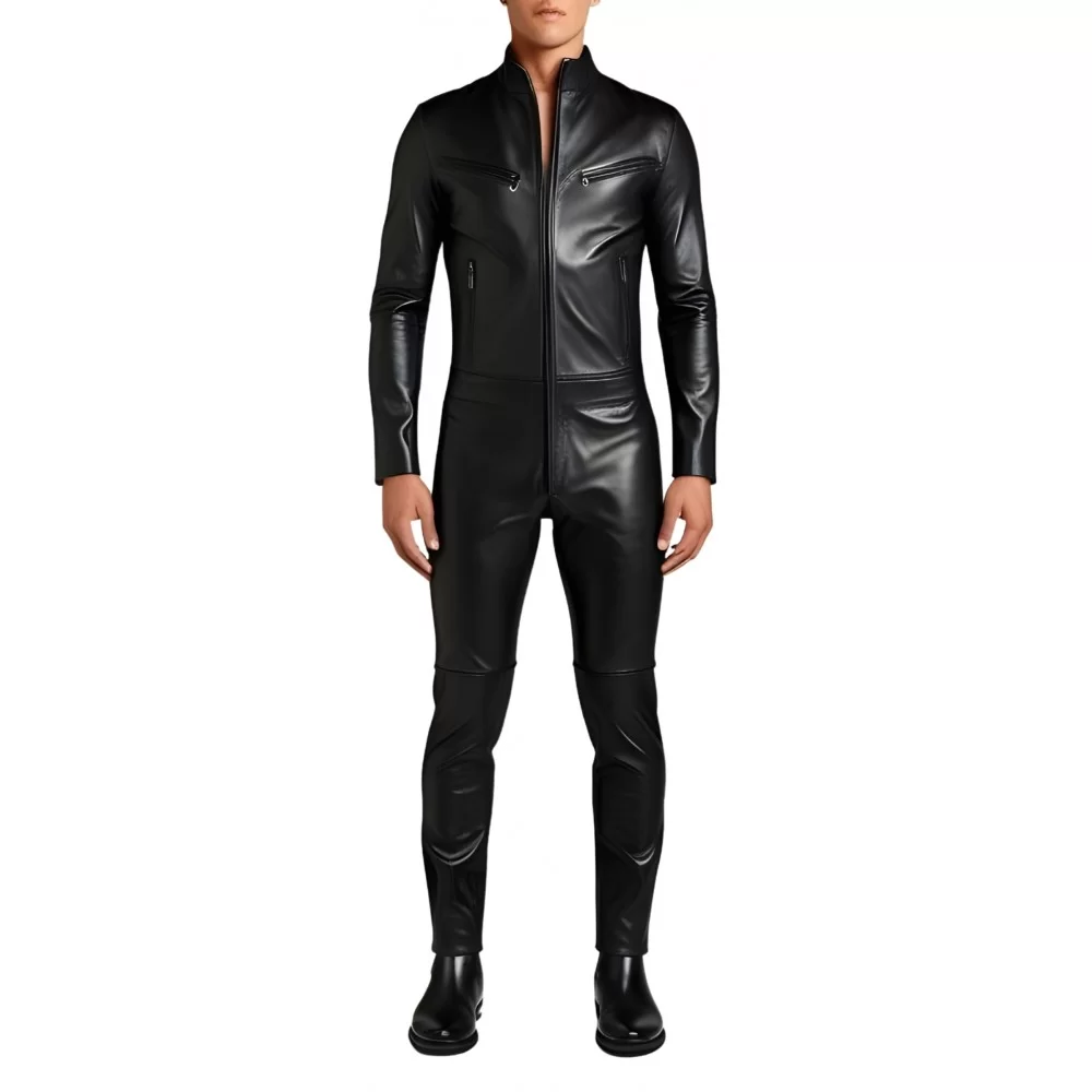 COMBINAISON HOMME EN CUIR D'AGNEAU STRETCH NOIR MODELE BRIZA COMBINAISON HOMME EN CUIR D'AGNEAU STRETCH NOIR MODELE BRIZA