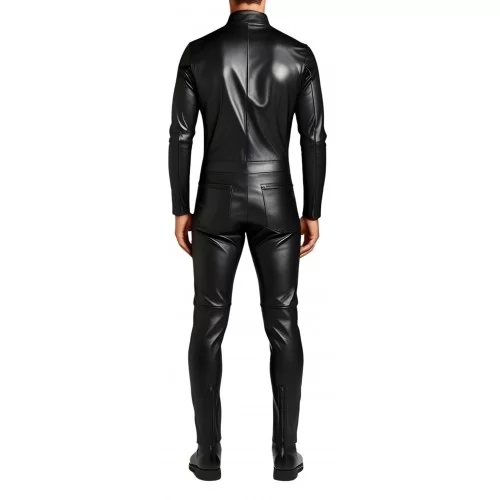 COMBINAISON HOMME EN CUIR D'AGNEAU STRETCH NOIR MODELE BRIZA