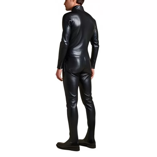 COMBINAISON HOMME EN CUIR D'AGNEAU STRETCH NOIR MODELE XYLO