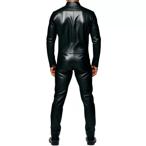 COMBINAISON HOMME EN CUIR D'AGNEAU STRETCH NOIR MODELE BARALIO