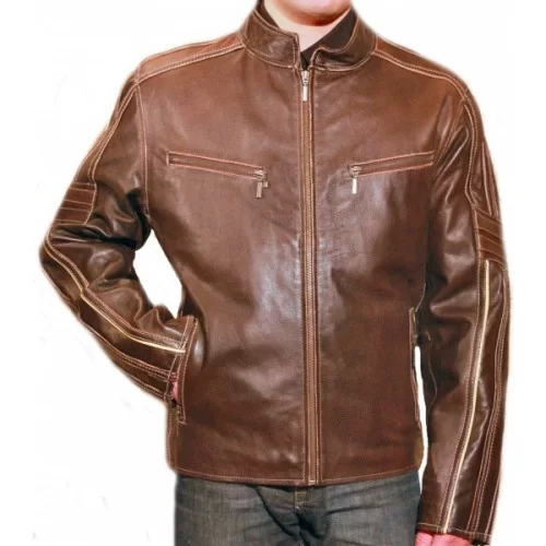 Blouson en cuir de vachette marron modèle Francis