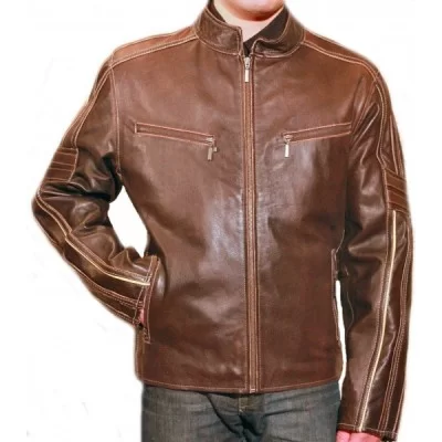 Blouson en cuir de vachette marron modèle Francis