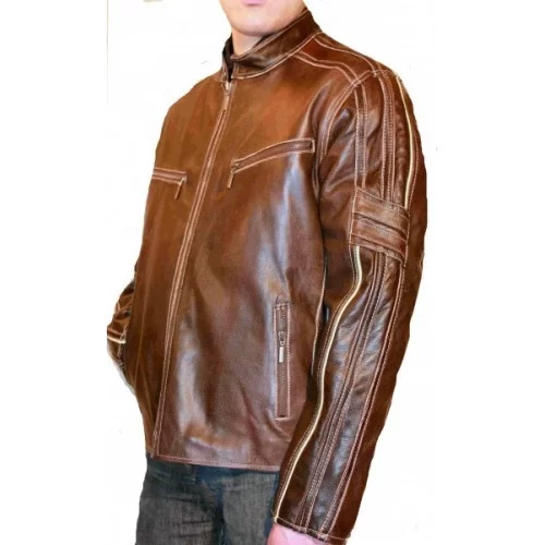 Blouson en cuir de vachette marron modèle Francis