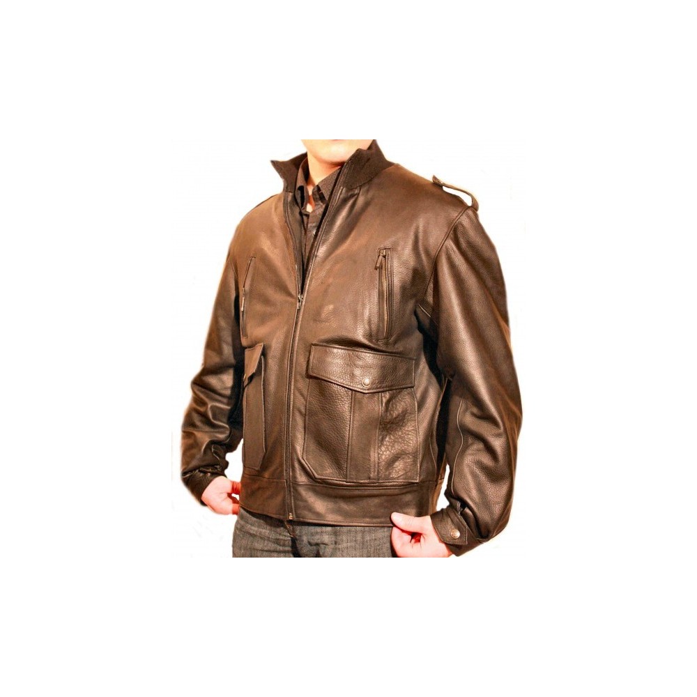 Blouson type aviateur vacheete grainée marron modèle Flyer