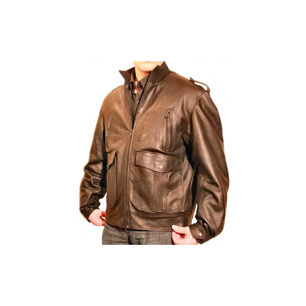 Blouson type aviateur vacheete grainée marron modèle Flyer