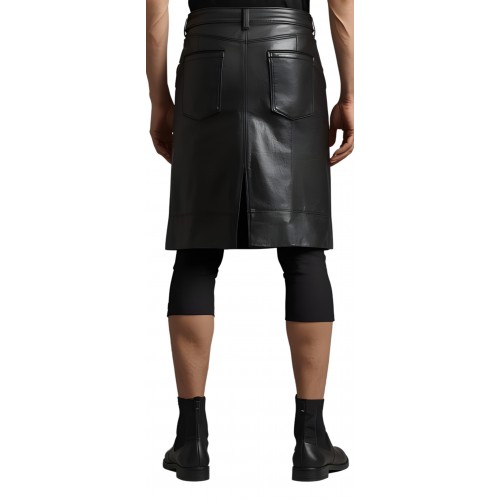 Jupe en cuir homme en agneau noir modèle Loriau