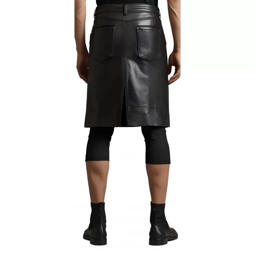 Jupe en cuir homme en agneau noir modèle Loriau