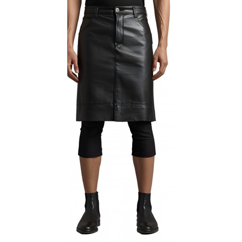 Jupe en cuir homme en agneau noir modèle Loriau