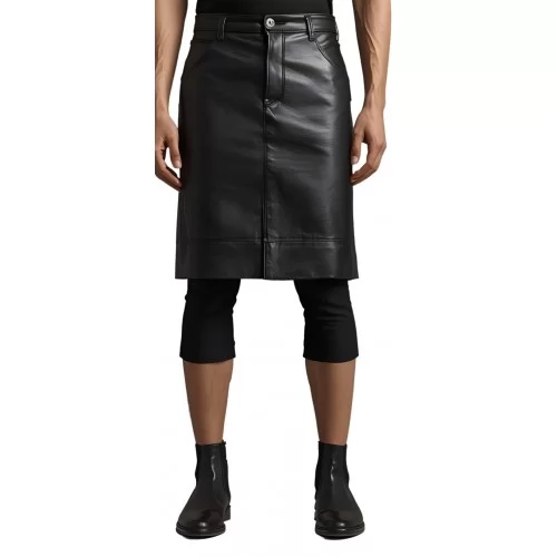 Jupe en cuir homme en agneau noir modèle Loriau