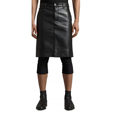 Jupe en cuir homme en agneau noir modèle Loriau
