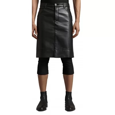 Jupe en cuir homme en agneau noir modèle Loriau