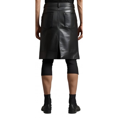 Jupe en cuir homme en agneau noir modèle Loriau