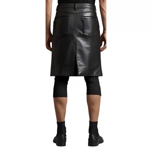 Jupe en cuir homme en agneau noir modèle Loriau