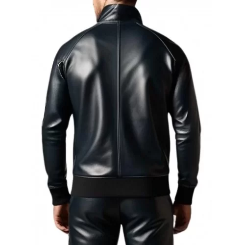 Blouson jogging homme cuir agneau noir modèle Silace