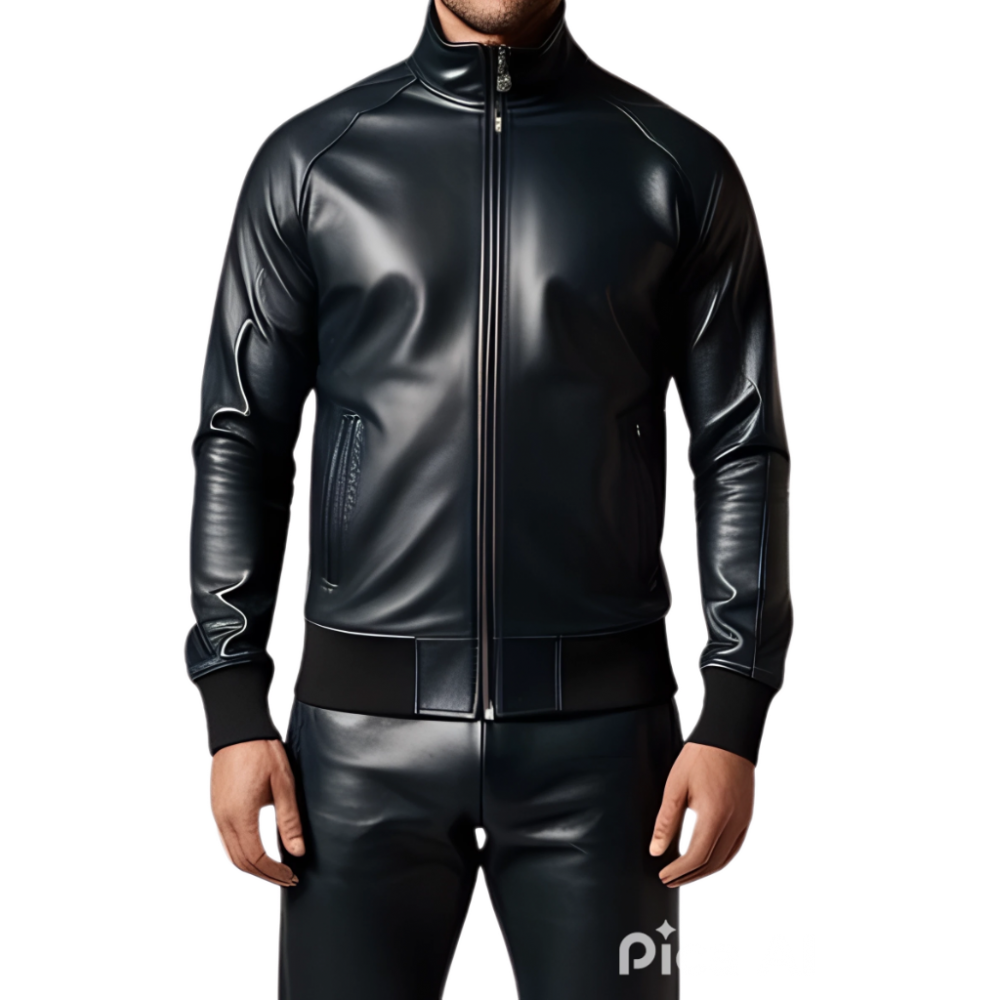 Blouson jogging homme cuir agneau noir modèle Silace