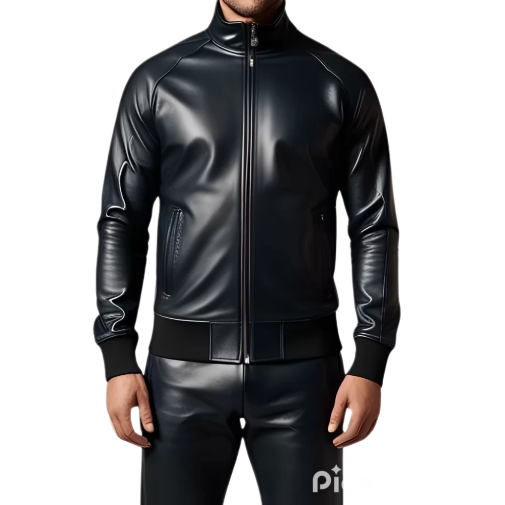 Blouson jogging homme cuir agneau noir modèle Silace Blouson jogging homme cuir agneau noir modèle Silace