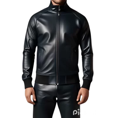 Blouson jogging homme cuir agneau noir modèle Silace