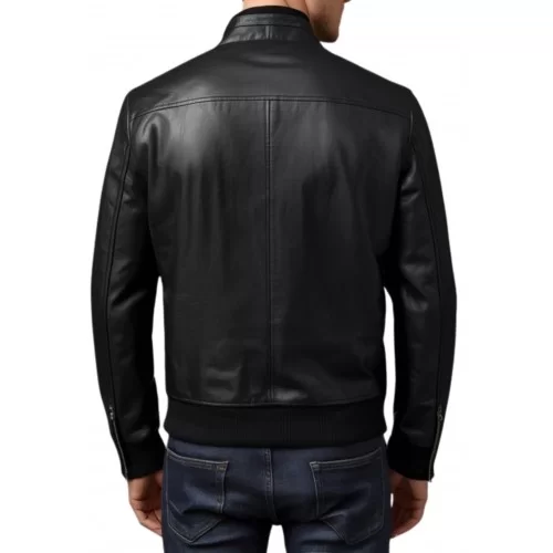 Blouson homme classique en cuir d'agneau noir modèle Juliani