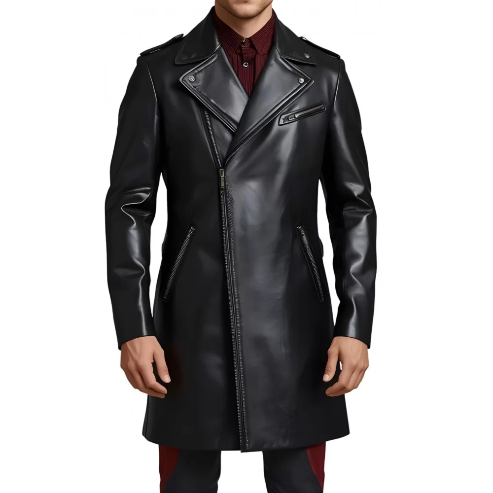 Trois quart cuir homme type coupe perfecto en agneau noir modèle Aristo