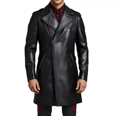 Trois quart cuir homme type coupe perfecto en agneau noir modèle Aristo