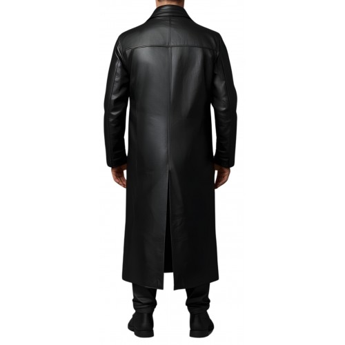 Manteau en cuir homme agneau noir fermeture par boutons modèle Manita