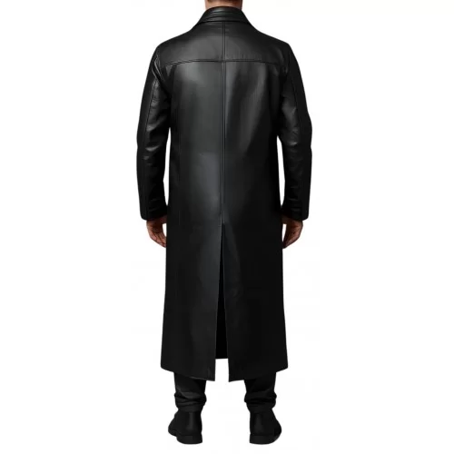 Manteau en cuir homme agneau noir fermeture par boutons modèle Manita