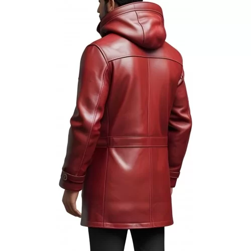 Trois quart veste de combat homme à capuche agneau rouge avec capuche amovible modèle Cibery