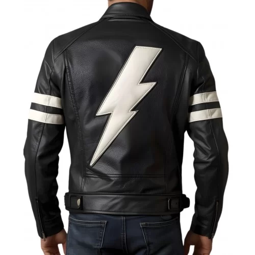 Blouson homme en cuir d'agneau bicolore noir et blanc modèle Wily