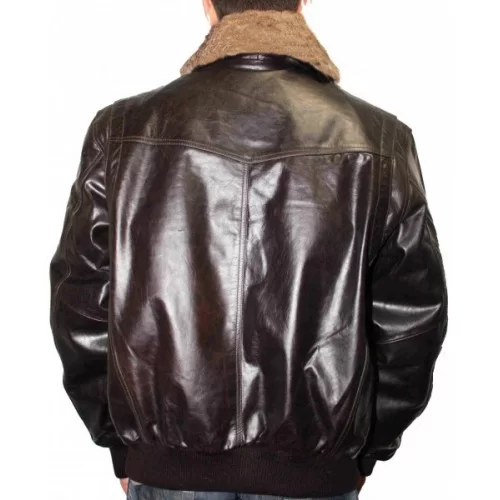 Blouson aviateur marron vintage col fourrure amovible modèle David
