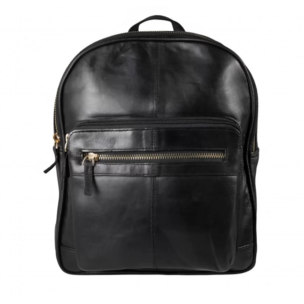 Sac a dos en cuir agneau noir modèle baron