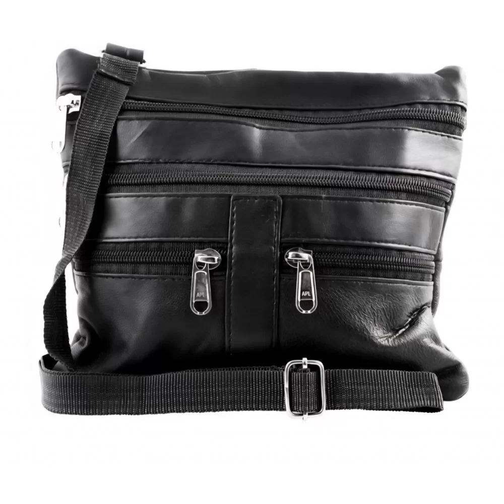 Sac a bandoulière en agneau véritable noir modèle Lexy
