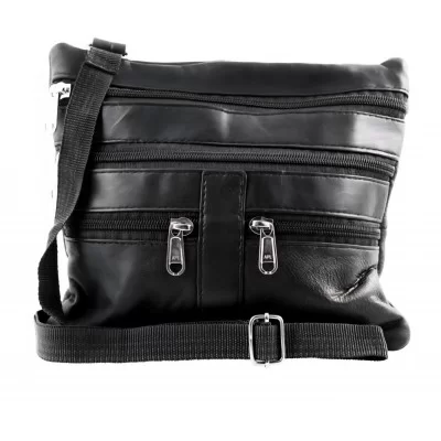 Sac a bandoulière en agneau véritable noir modèle Lexy