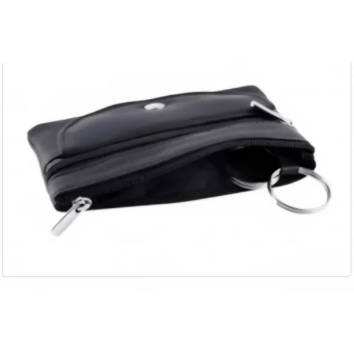 Porte monnaie porte clé en cuir d'agneau et petite poche devant