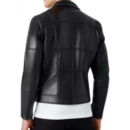 Blouson en cuir homme en agneau noir modèle Arione