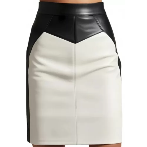 Jupe mi longue en agneaux bicolore noir et blanc modèle Crizzy