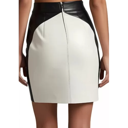 Jupe mi longue en agneaux bicolore noir et blanc modèle Crizzy