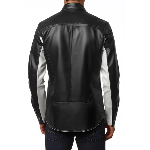 Chemise homme bocolore en agneaux noir et blanc fermée par boutons pressions modèle Ykarale