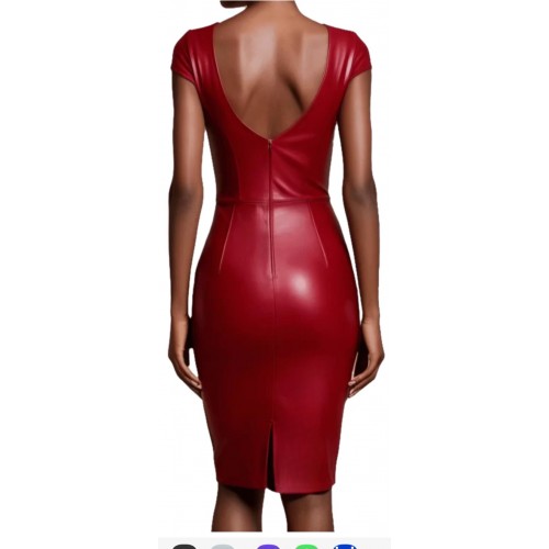 Robe modèle Floriza en agneau cuir stretch marron