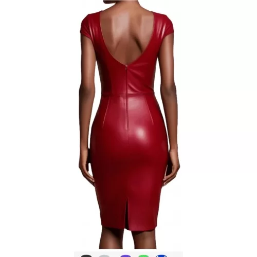 Robe modèle Floriza en agneau cuir stretch marron