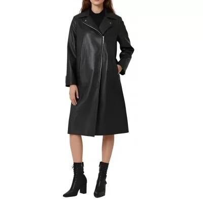 Trois quart femme style perfecto oversize en cuir d'agneau noir fermeture par zip modèle Prunila