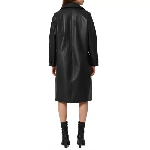 Trois quart femme style perfecto oversize en cuir d'agneau noir fermeture par zip modèle Prunila