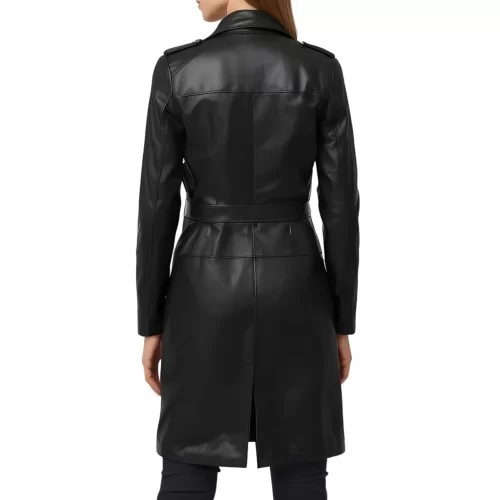 Trois quart femme en cuir d'agneau noir fermeture par boutons modèle Yvanéa